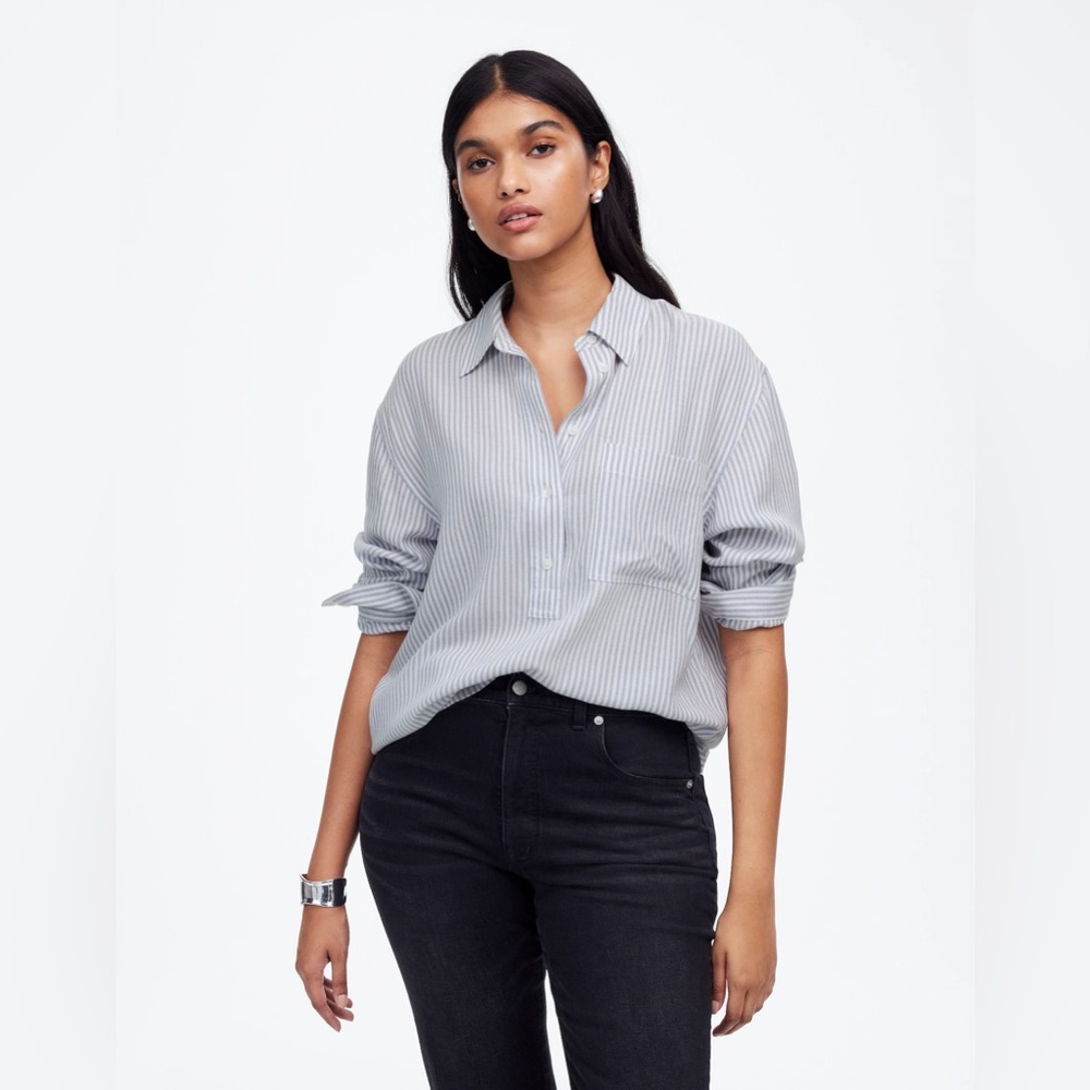 🏷️ Madewell Drapey Long-Sleeve Popover Shirt